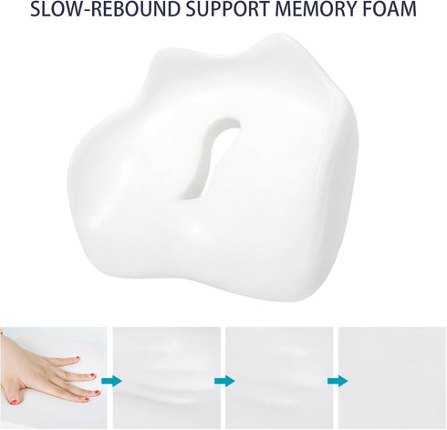 Lawnrden 18x14x5 Inch Orthopedic Seat Cushion Memory Foam Donut Pillow with Elastic Cover Breathable Pain Relief