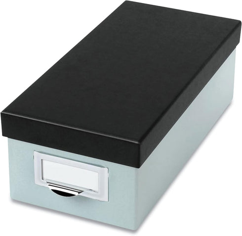 Oxford Index Card Storage Box, Holds 1,000 3 x 5 Cards, Blue Fog/Black Pressboard, 5.5 x 11.5 x 3.88