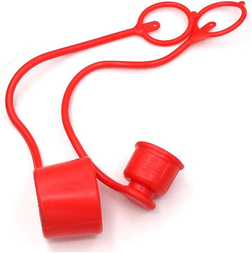 1/4" Skid Steer Bobcat Flat Face Hydraulic Coupler: Male Female Dust Caps and Plug Kits, Red Cap with Retention Ring