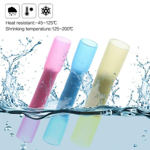 100Pcs Blue 16-14 AWG Insulated Waterproof Wire Connectors, Marine Grade Electrical Butt Splice