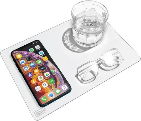 BLACK+DECKER Water-Resistant Nightstand Mat, 7.5" x 11" Protects Nightstands from Liquids &
