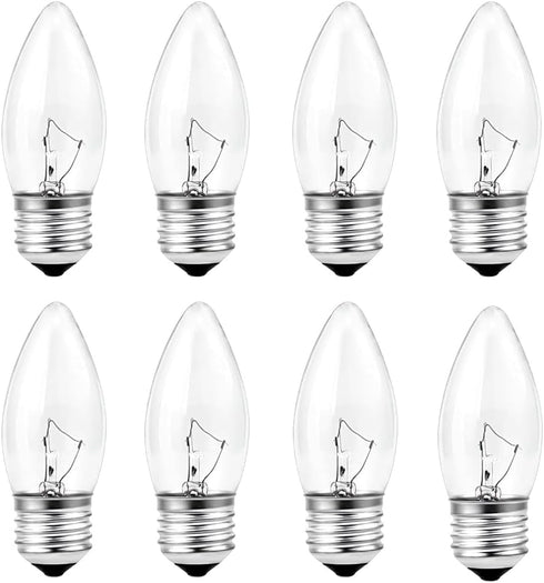 YKCGG 8 Pack 40W Incandescent Equivalent Energy Torpedo Tip Chandelier with Crystal Clear