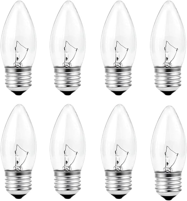YKCGG 8 Pack 40W Incandescent Equivalent Energy Torpedo Tip Chandelier with Crystal Clear