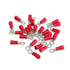 ESUPPORT 100Pcs Red 1/4" Copper Ring Insulated Terminal Connectors, 16-22 Ga Crimp Wire Electrical Cable Kit