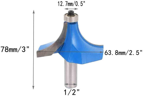 COMOK 1/2" 2" 2 78mm Shank Radius Flutes Corner Rounding Over Router Bit Tool Long