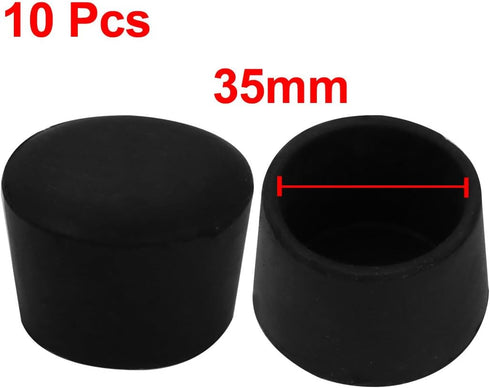 uxcell 10pcs Furniture Desk Chair Round Rubber Leg Tip Cap 35mm Inner Diameter Black