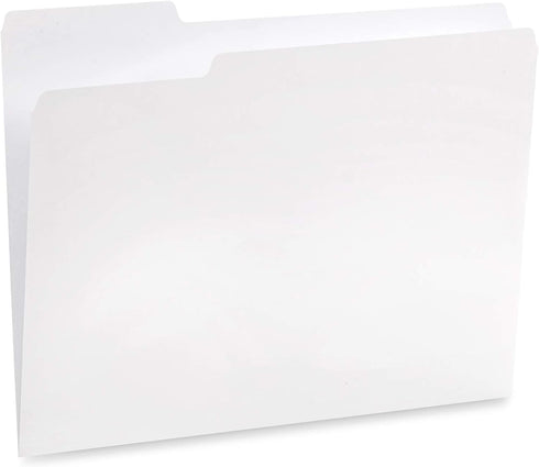 Blue Summit Supplies 100 White File Folders, 1/3 Cut Tab, Letter Size, Great for Organizing, 100 Pack