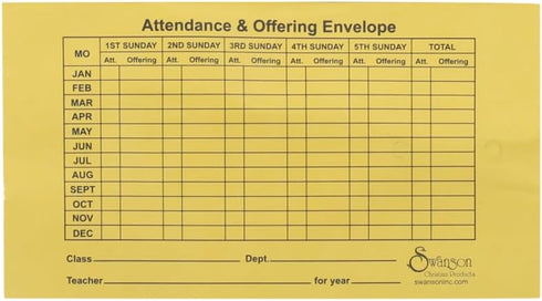 Church Offering Envelopes - Cash Envelopes For Tithes And Offering - Swanson Christian Products (10, ATTENDANCE AND OFFERING) by Swanson Christian Products