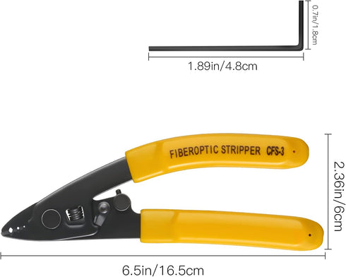 3PC CFS-3 Fiber Optic Stripper, 3 Port Hole Stripping Tool with Hex Key Adjustable Handle for Coating Stripping