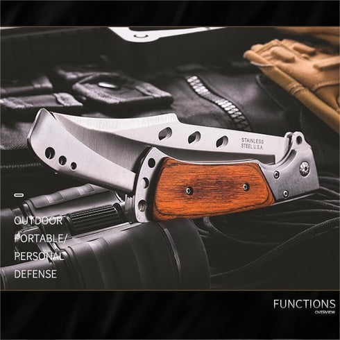 DOOM BLADE Long Blade Pocket Folding Knife, Sharp Survival Work Knives, Foldable Large Knife with Rosewood Handle, Gift
