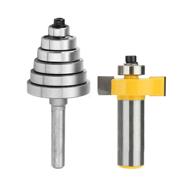 Yakamoz 1/2 Inch Shank Rabbeting Router Bit Set, 6 Bearings for Multiple Depths