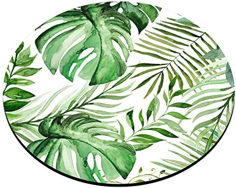 Smooffly Wild Leaf Round Mouse Pad, Leaves Design, Office Supplies, Present for Friend, Desk Accessories