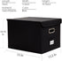 PRANDOM File Organizer Box - Set of 2 Collapsible Decorative Linen Storage with Lids for Office Cabinet (Black)