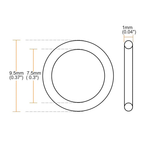uxcell Fluorine Rubber O-Rings, 9.5mm OD, 7.5mm ID, 1mm Width FKM Seal Gasket, Green, Pack of 10