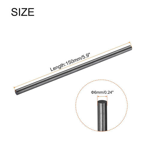 MECCANIXITY 2 Pack Carbon Fiber Rod, 6mm x 150mm for RC Plane DIY Tool Wing Tube Quadcopter Arm