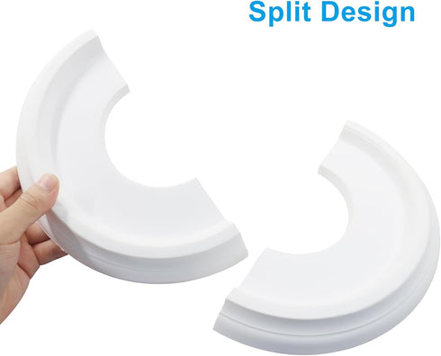 Piutouyar 2 10" 4" White Split Ceiling Medallion, Pcs OD x ID PU Ceiling Light Covers Plate Molded Fixtures Round