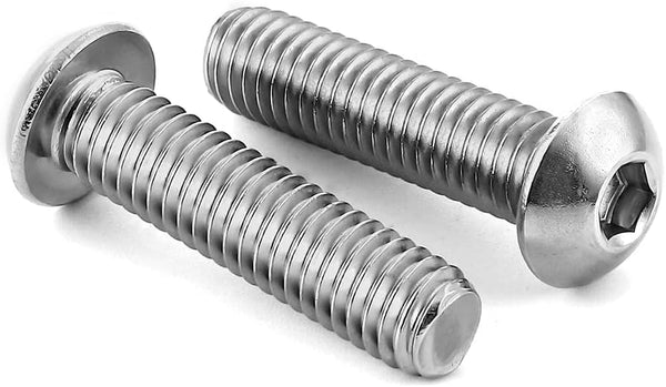 M10-1.5 x 50mm Button Head Socket Cap Screws, 5 PCS, 304 Stainless Steel 18-8, Full Thread, Allen Socket Drive, Bright