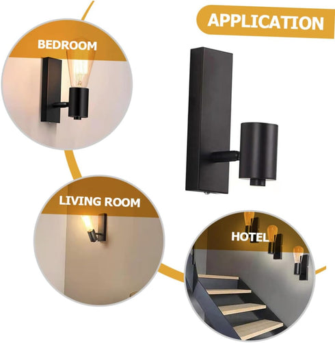 VALICLUD Retro Iron Wall Lamp Simple Wall Sconce Fixture for Living Bedroom Hallway Construction for Warm Ambient
