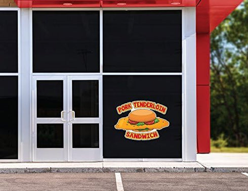 8" Pork Tenderloin Sandwich Concession Decal Sign cart Trailer Stand Sticker Equipment