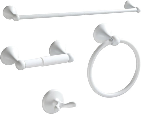 BGL Bathroom Accessories Set, White Paint Expandable Towel Bar 4-Piece Bathroom Accessory