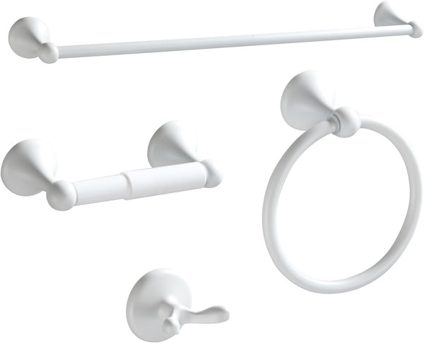 BGL Bathroom Accessories Set, White Paint Expandable Towel Bar 4-Piece Bathroom Accessory