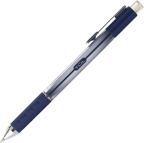 TUL Gel Pens, Retractable, Medium Point, 0.7 mm, Gray Barrel, Blue Ink, Pack of 12