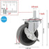 Caster Wheels, 3" Locking Swivel Stem Casters Set with Brake of 4, 3/8"-16 x 1" (Screw Diameter 3/8", Length 1")Rubber Casters with 360 Degree No Noise Wheels
