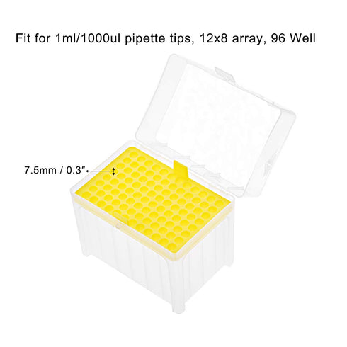 uxcell Pipette Tips Box, 96-Well Polypropylene Tip Holder for 1ml/1000ul Pipettor