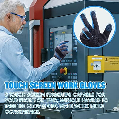 Grip Utility Mechanic Work Gloves for Men & Women - Non-Slip Silicone Touch Screen, Durable, Breathable (Large,