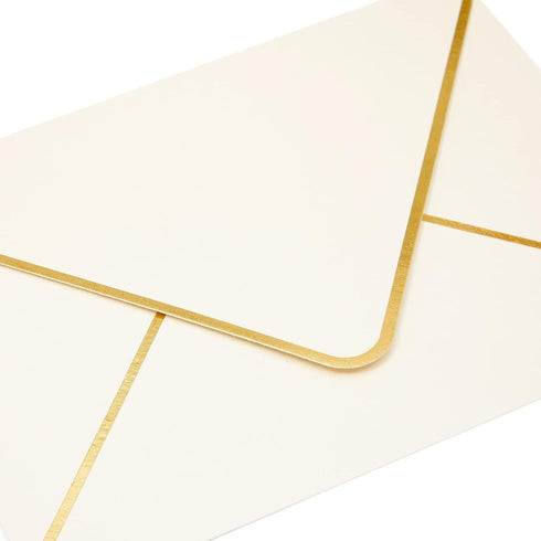 Juvale 50 Pack 5x7 Ivory Envelopes for Wedding Invitations, A7 Size with Gold Foil Edges for Bridal Shower