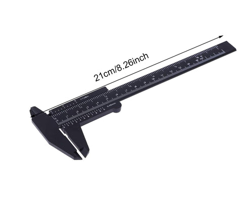 Penta Angel 2Pcs Plastic Caliper, Inch/Metric 6 Inch 150mm Mini Double Scale Ruler Measuring Tool (Gray and Black)