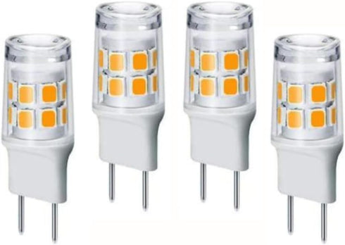 4-Pack G8 LED Bulb, GY8.6/T4 Bi-pin Base, 3W, 30W Halogen Replacement, Under Cabinet Kitchen Lighting, Warm White
