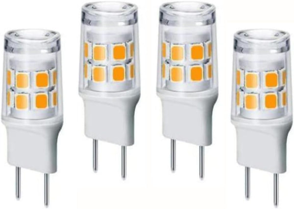 4-Pack G8 LED Bulb, GY8.6/T4 Bi-pin Base, 3W, 30W Halogen Replacement, Under Cabinet Kitchen Lighting, Warm White