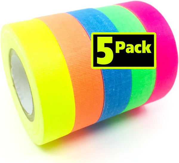 Gaffer Power Spike Tape, USA Made Gaffers Tape, 5 Bright Neon Colors, No Residue, Weather Resistant