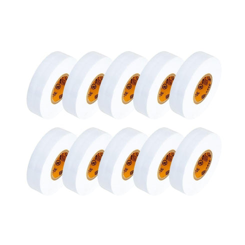 GTSE 10-Pack White Electrical Tape, Waterproof Industrial Grade Vinyl, 3/4 in x 66ft