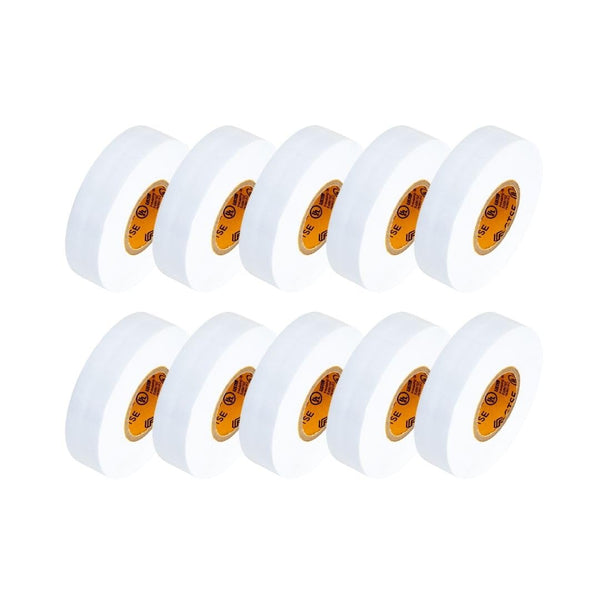 GTSE 10-Pack White Electrical Tape, Waterproof Industrial Grade Vinyl, 3/4 in x 66ft
