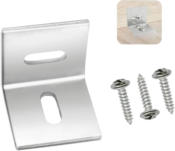 Table Top Fasteners, 20 Pack Z Clips for Table Tops with 60 pcs Screws, Adjustable Corner Braces