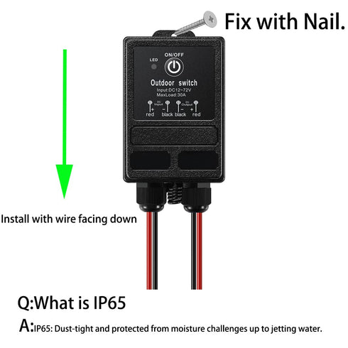 DC12V Switch,984ft Switch,DC12V/24V/48V/72V 40A Waterproof Remote Control Relay Long Range Wireless Remote Relay RF