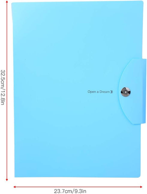 Expanding File Folders, Blue 5 Layer Document Folder, PVC Plastic Envelope with Magnetic Closure
