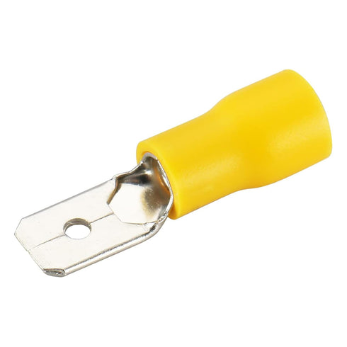 Baomain 1/4" Male Quick Disconnects - Vinyl Insulated Spade Wire Connector Electrical Crimp Terminal 12-10 AWG (Pack of