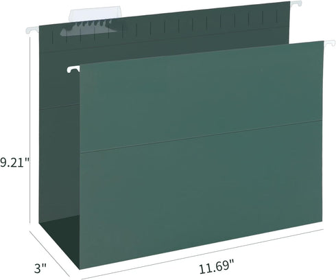 HERKKA Extra Capacity Hanging File Folders, 60 Pack, Reinforced Letter Size with Heavy Duty 3 Inch Expansion for Bulky