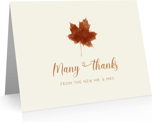 Little Notes by Comptime Wedding Thank You Cards (40 Foldover Cards and Envelopes) Fall - Autumn