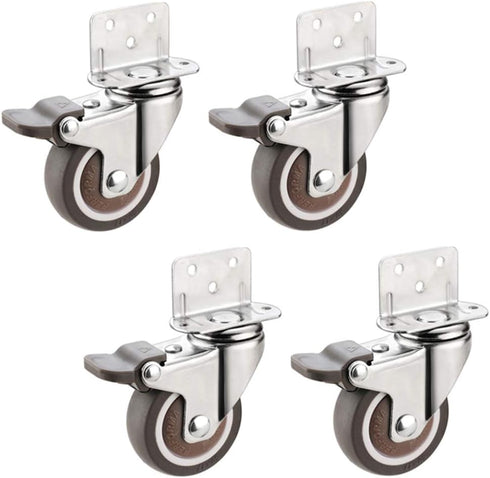 MuchoWow yuzhiyu Swivel Plate TPE Caster with Brake Set of 4, Low Profile