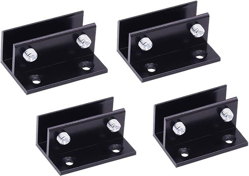 4pcs Aluminum Alloy Glass Clamp Holder, 8-12mm Thickness, Black