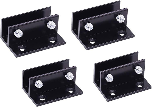 4pcs Aluminum Alloy Glass Clamp Holder, 8-12mm Thickness, Black