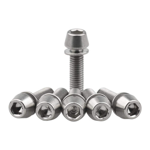 Titanium Ti Allen Hex Bolt M5x16 with Washer Screw for Bicycle Stem Parts Pack of 6 (Normal Titanium, M5x18mm)