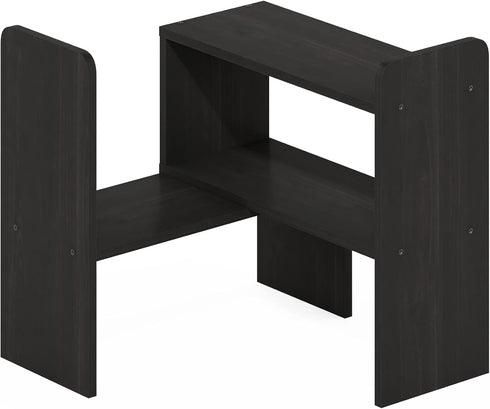 Furinno Classic Desktop Organizer Storage Rack, Adjustable Free Style Rotation Display Bookshelf, Espresso 6.7D x 23.7W