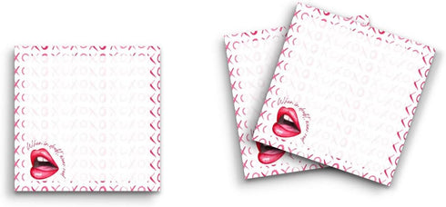 Sticky Notes 12 Pack, 3"x3", 50 Sheet Count Per Pad, Cute Funny Memo Note Pads, When in Doubt Wear Red Lips