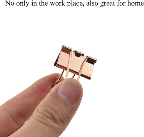 HAHIYO 25 Pack Binder Clips, Heavy Duty Paper Clamps with Sturdy Grip, Rose Gold Metal Finish for Home Office