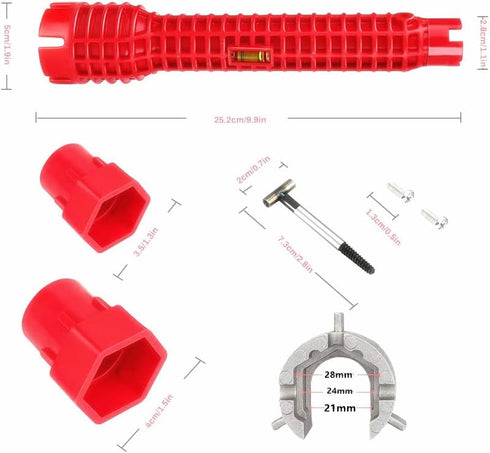 8-in-1 Faucet and Sink Installer, Anti-Slip Multifunctional Pipe Wrench Plumbing Tool for Sink/Bathroom/Kitchen Plumbing Tubing (Red) by Zeromall